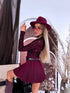 ROSE pattern mesh bodysuit "TO BLOOM HS9735" - BURGUNDY